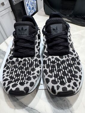 adidas Black & White Animal Print Knit Sneakers